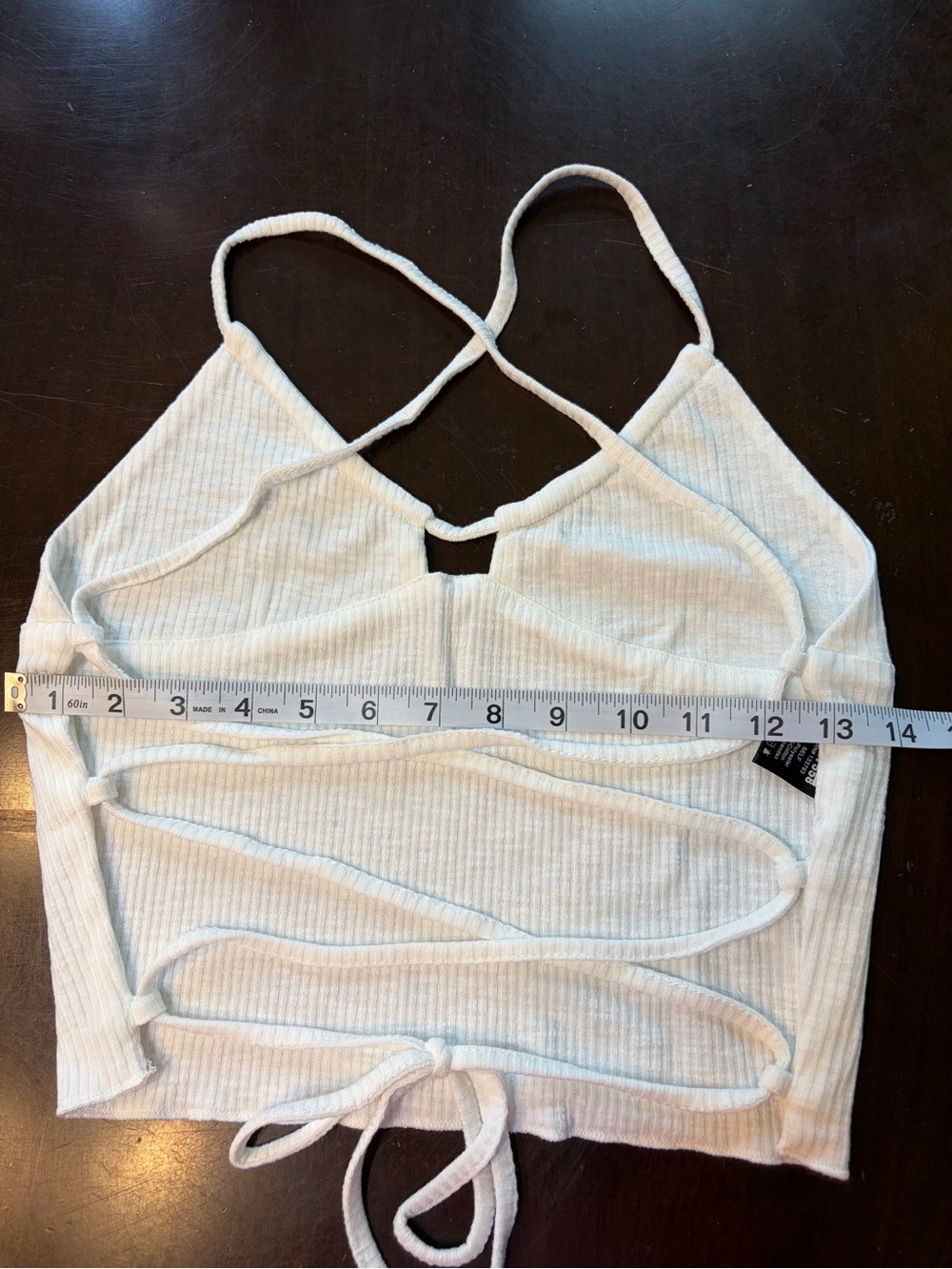 POL Ivory Ribbed Back Strap Cropped Tank Top - Picture 3 of 4